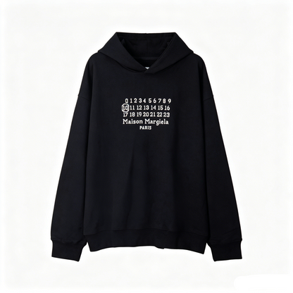Maison Margiela White Embroidered Numeric Sequence Pullover Hoodie