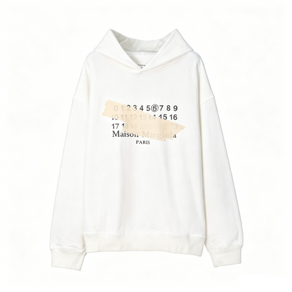 Maison Margiela Brushstroke Overlay Numeric Print Pullover Hoodie