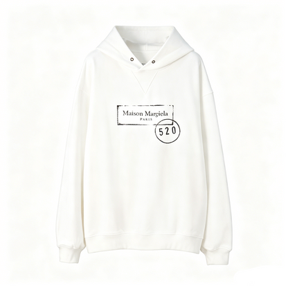 Maison Margiela Paris Distressed Postmark Stamp Graphic Pullover Hoodie