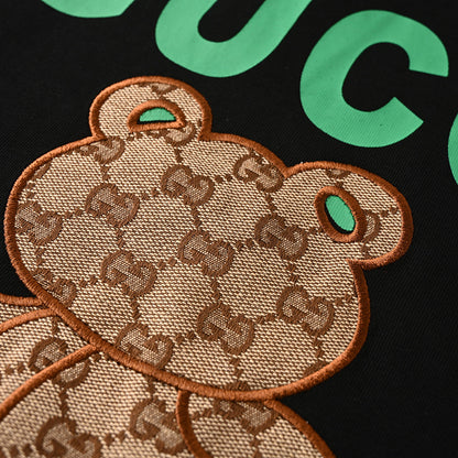Gucci Monogram T-Shirt with Bear Embroidery and Appliqué