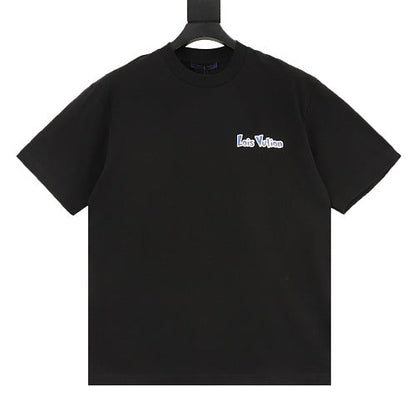 Louis Vuitton SS26 Blue & White Graffiti Logo Front & Back Print T-Shirt